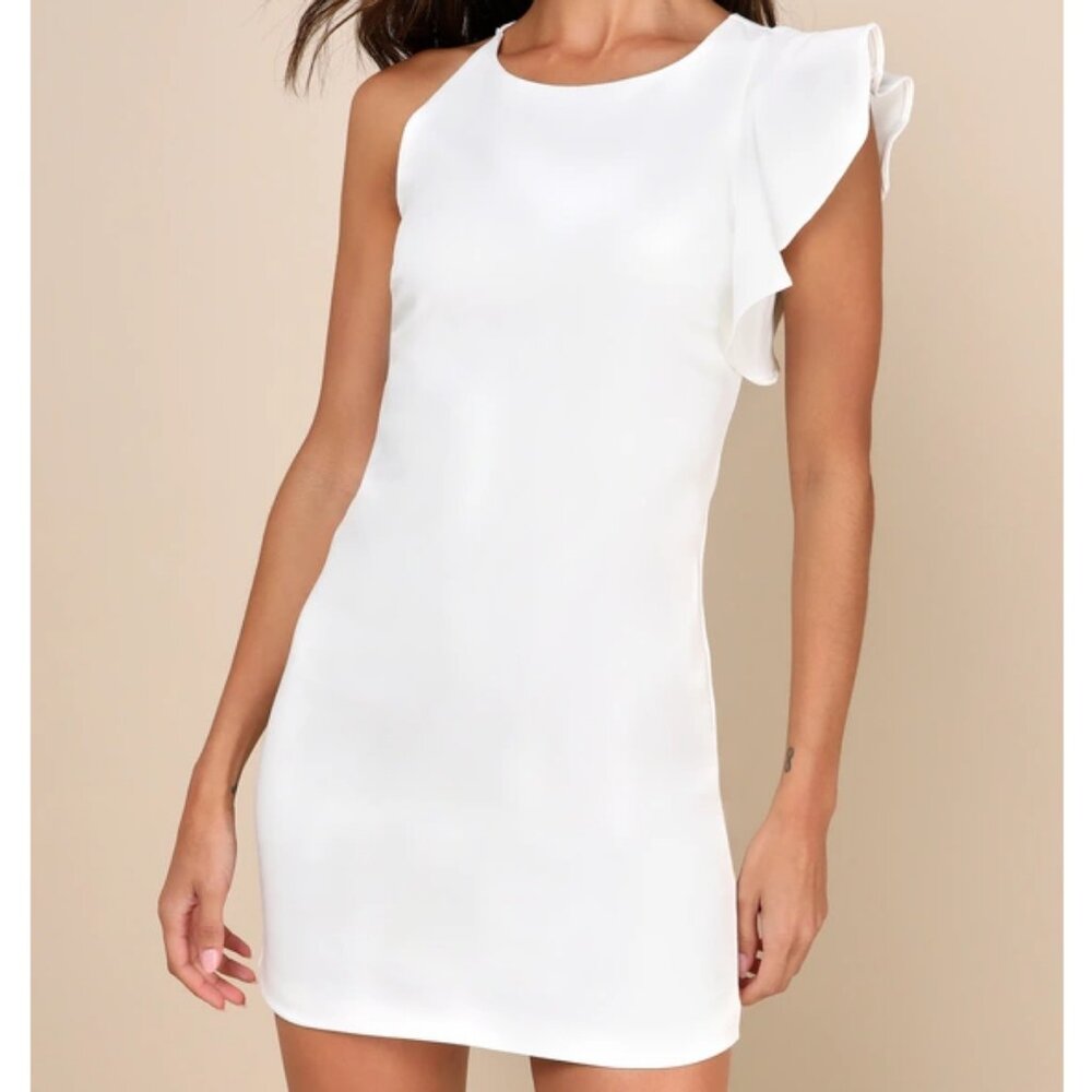 Lulus Dinah White One-Shoulder Dress - Picture 1 of 6